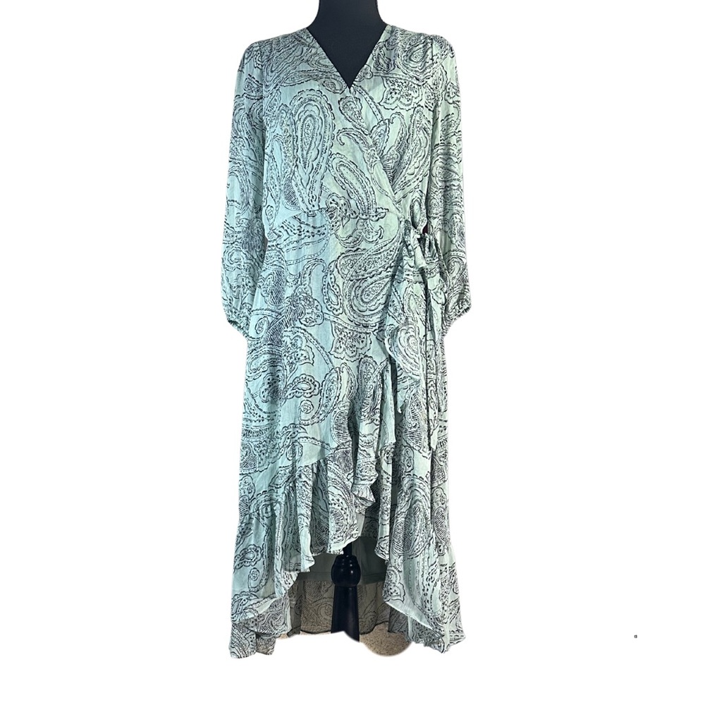 Calvin Klein High Low Dress in Soft Blue Paisley